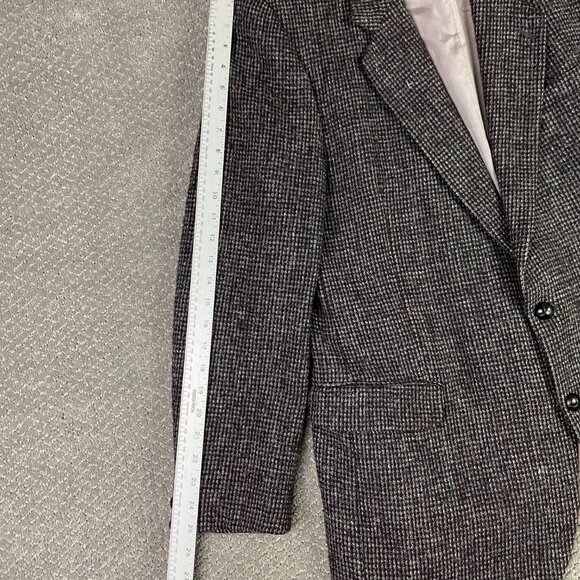 Vintage Harris Tweed Blazer Sport Coat Men's 44R Burgundy and Gray Wool - Picture 9 of 12